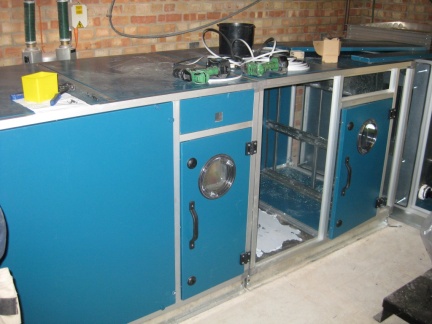 Hospital AHU during installation from kit parts